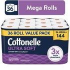 Cottonelle Ultra Soft Toilet Paper  Strong Toilet Tissue  36 Mega Rolls