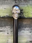 Antique Silver Brass Skull Head Handle Designer Wooden Walking Stick Cane Gift