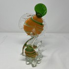 Murano Style Art Glass Orange Green Double Fish Sculpture
