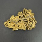 Antique Lily Flower Brooch Amethyst Glass Gold Pot Metal Paste Art Nouveau Deco