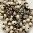 Heirloom Rosary With Rustic Crucifix Riverstone Beads Large Sacred Heart Center