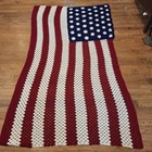 Lg Handmade Crochet American Flag Blanket Usa Stars Stripes Red White Blue 93x54