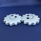 Vintage Ambi Toys Smiley Twin Sun Rattle Baby Toy  Blue Smiley Faces