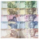 Set 5 2023 South Africa 10 20 50 100 200 Rand P 148 149 150 151 152 Unc Banknote