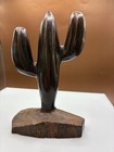 Vintage Hand Carved Ironwood Bison buffalo   Saguaro Cactus Figures Carving Set