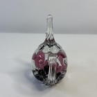 Vintage Studio Art Glass Teapot Paperweight  Ring Holder Pink Flowers