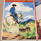 Vintage Frame Tray Puzzles Wagon Train Lone Ranger Flintstones Lot Of 4
