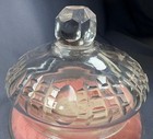 Vintage Cut Glass Vanity Powder Box With Lid French Mist Rawleigh Pink Puff