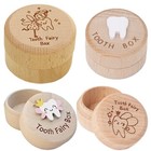Baby Tooth Box Organizer Save Milk Teeth Wood Boy Girl Kids Storage Gift Case Au