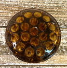 Vintage Antique Amber Glass Flower Frog 19 Hole Made In England Flawed Beauty