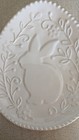 Pier 1 Bunny Rabbit Easter Egg Shape Snack Plate 8 75  Cream Floral Embossed New