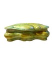 Vtg 50s Earthy Green Ceramic Vanity Trinket Box Lid Jewelry Keepsake