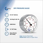 2-1 2  Vacuum Gauge - Chrome Plated Steel Case  1 4 npt  Back  -30inhg  30 Psi 