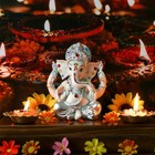 Hindu God Lord Ganesha Statue - 5 6  H Silver Toned Indian God Ganpati Idol M   