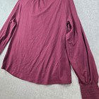 Chicos Smocked Mock Neck Blouse Burgundy Long Sleeve Top Size Us M Raglan Sleeve