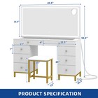 Beuloke White Vanity Desk Set With Power Outlet Magnifying Glass Lighting Color