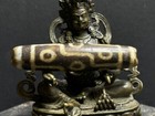 Ancient Tibetan Dzi Beads Old Agate 9 Eye Totem Amulet Pendant 55  12mm  8093