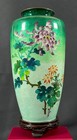 Antique Japanese Meiji Ginbari  Cloisonn   Vase Fine Wire Chrysanthemums  12   