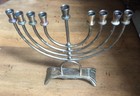 Vintage Judaica Hanukkah Menorah Israel Jerusalem Jewish Solid Brass Chanukah