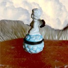 Vintage Trinket Pill Box White Porcelain Cherub angel Hinged Keepsake