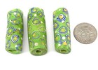3 Old Venetian Antique Multi Apple Green Ghost Wound African Glass Trade Beads