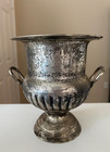 Vintage Trophy Silver Plated Champagne Ice Bucket  Wine Chiller - Natural Patina