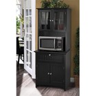 Pemberly Row 29  Farmhouse   Country Wood Buffet And Hutch In Black