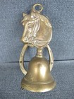 Vintage Brass Wall Mounted Bell  Horse Head Horseshoe Design  Brass Door Bell