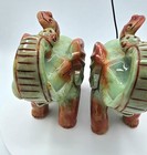 8  Tall 12lb  Xiu Green Jade Elephant Pair Statue Feng Shui Protection   Luck