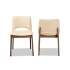 2pc Afton Faux Leather Upholstered And Wood Dining Chair Set Beige walnut Brown
