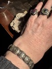 Rare V Vintage Monta  o    peyote Bird Catalog    Sterling Concho   Leather Bracelet 