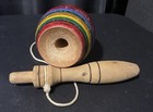 Mexican Trompo Spinning Top With Shoelace - Hand-made Educational Wooden Toy