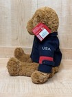 Nwt Fao Schwarz Teddy Bear 12  Navy Blue Usa Pea Coat Jacket Plush Sailor New