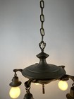 Antique Art Deco Brass Pan Ceiling Light Fixture Five Socket Chandelier