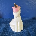  vintage Hand Painted White Rainbow Mane Unicorn Ceramic Figurine 3    Inch Tall