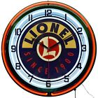 19  Lionel Trains Since 1900 Sign Double Neon Clock Game Room Decor  orange 