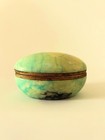Vintage Alabaster  Jewelry Casket  Trinket Box  Green Marble  Brass  Hinged  5   