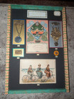 Antique 1800s Early 1900s Bicycle Cycling Collage Awards Pin Medals Badges Cards