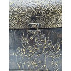 Decorative Wooden Treasure Chest Storage Box Embossed Floral Vg
