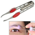 Stainless Steel Eyelash Eyebrow Tweezers Hair Removal Clip With Led Light Beauty