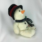 Russ Snowflake Snowman Plush Stuffed Animal Snowman Black Top Hat 12  Bean Bag
