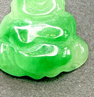 Vintage Chinese Feng Shui Happy  Green Buddha Pendant 925