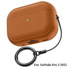For Airpods Pro 3 2 1 Airpods 4 Pu Leather Texture Protective Case W  Keychain
