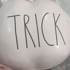 Rae Dunn Artisan Collection  trick  White Ceramic Pumpkin Halloween Decor