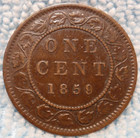 1859 High Grade Canada Large One 1 Cent Victoria Coin Canadian