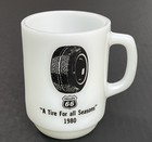 Vintage 1980 Anchor Hocking Milk Glass Mug Phillips 66 A Tire For All Seasons