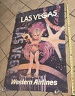 1970 s Original Tourist Travel Poster Western Air Las Vegas Showgirl Baby Doll