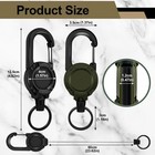 3pcs Retractable Heavy Duty Carabiner Reel Keychain Steel Wire Badge Holder
