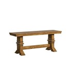 Farmhouse Vintage Two-tone Trestle Leg Wood Dining Bench Distressed Oak Finish
