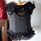 Handmade Black Fabric Victorian Gothic Empire Lamp Shade  Beaded Ruffled Trim